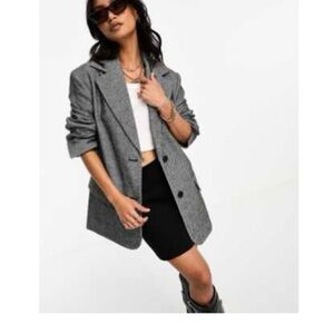Women's twill dad blazer in black mono,no tags,unworn